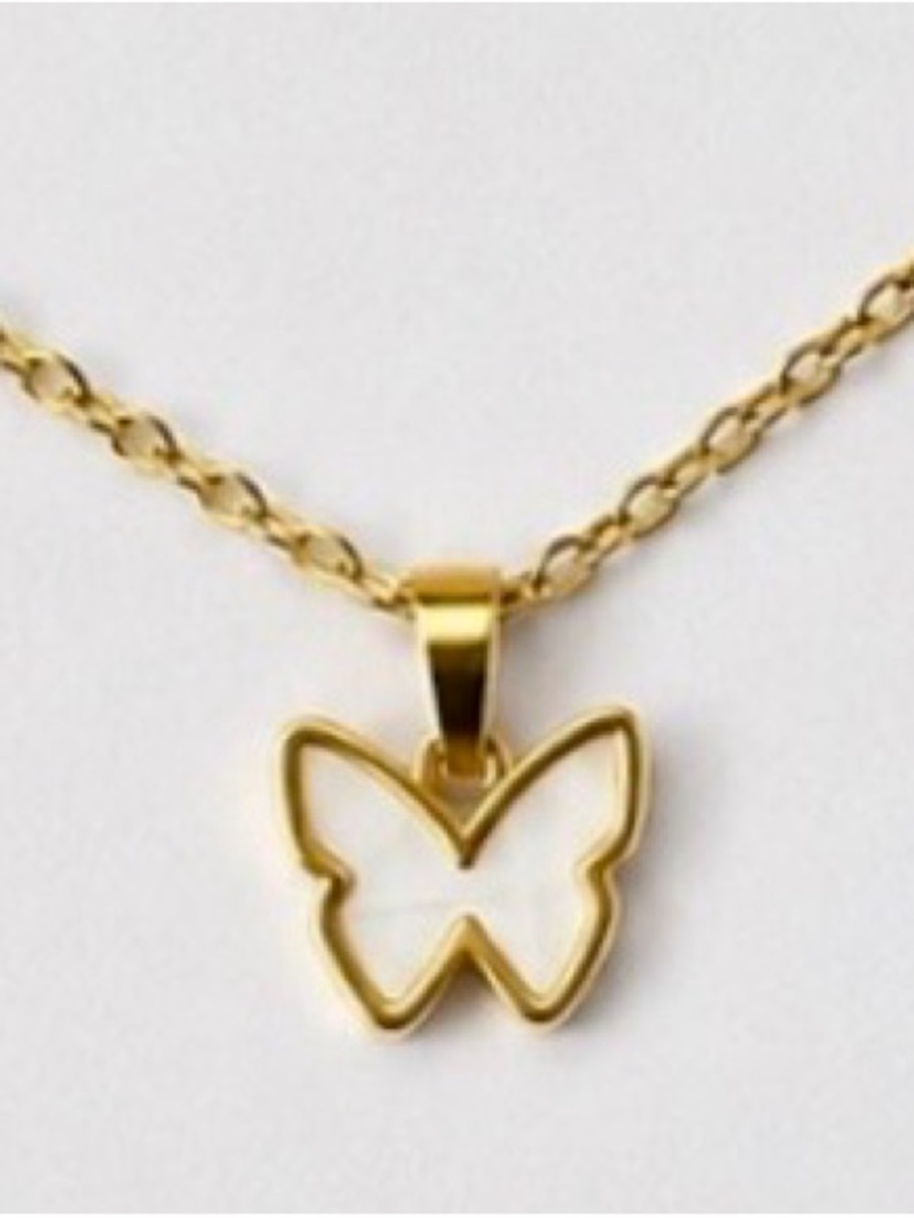 White Butterfly Necklace Gold Minimalist Stainless Steel Pendant